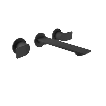 Baril Profile B46 Two Handles Wall-Mounted Lavatory Faucet, Drain Not Included - Matte Black