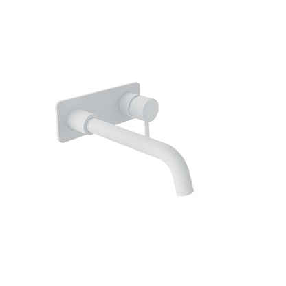 Baril Zip B66 Single-Lever Wall-Mounted Lavatory Faucet, Rectangular Plate - White