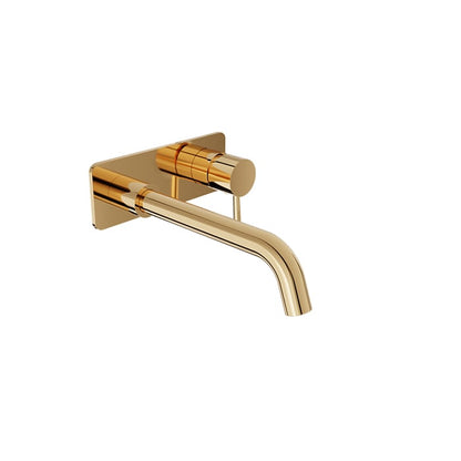 Baril Zip B66 Single-Lever Wall-Mounted Lavatory Faucet, Rectangular Plate - Gold