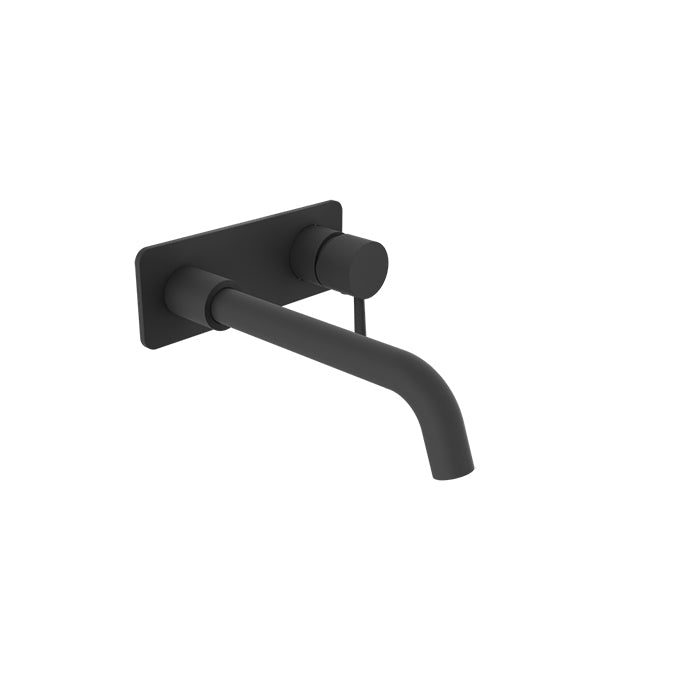 Baril Zip B66 Single-Lever Wall-Mounted Lavatory Faucet, Rectangular Plate - Matte Black