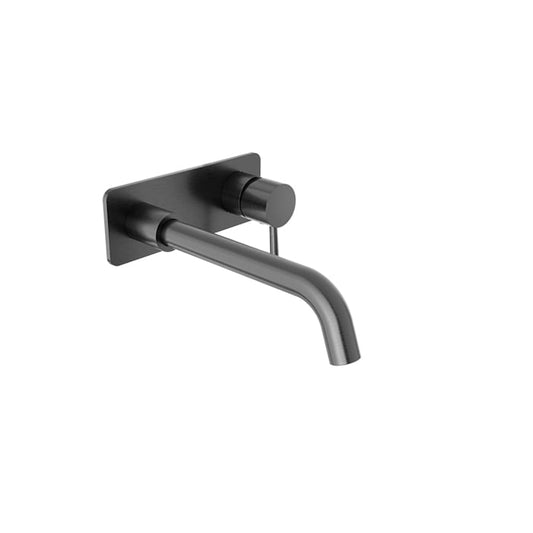 Baril Zip B66 Single-Lever Wall-Mounted Lavatory Faucet, Rectangular Plate - Black Titanium
