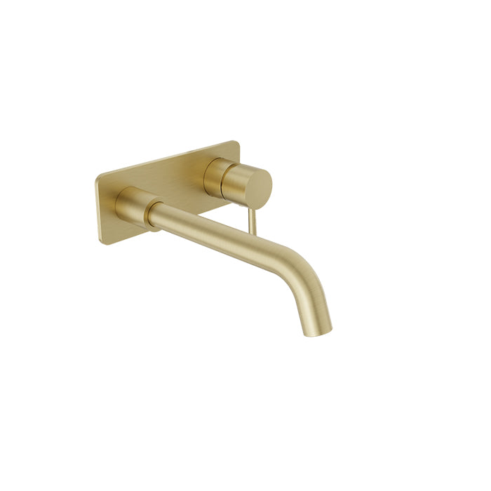 Baril Zip B66 Single-Lever Wall-Mounted Lavatory Faucet, Rectangular Plate - Satin Brass