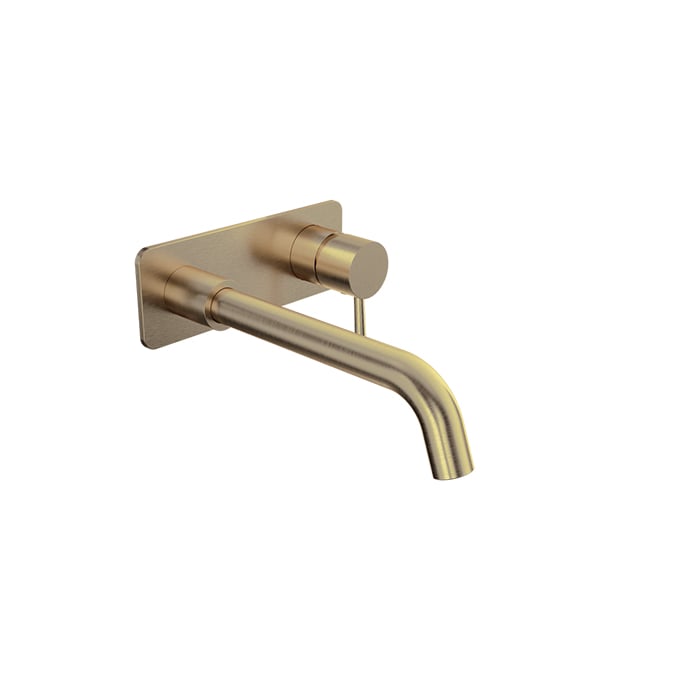 Baril Zip B66 Single-Lever Wall-Mounted Lavatory Faucet, Rectangular Plate - Warm Gold