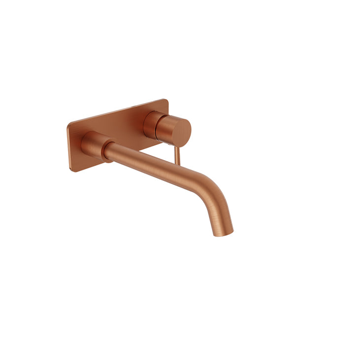Baril Zip B66 Single-Lever Wall-Mounted Lavatory Faucet, Rectangular Plate - Satin Copper