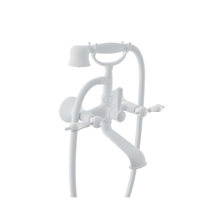 Baril Victoire B74 Wall-Mounted Tub Faucet - White / White