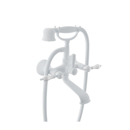 Baril Victoire B74 Wall-Mounted Tub Faucet - White / White