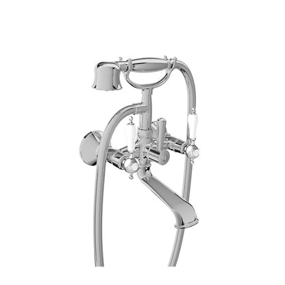Baril Victoire B74 Wall-Mounted Tub Faucet - Polished Chrome / White