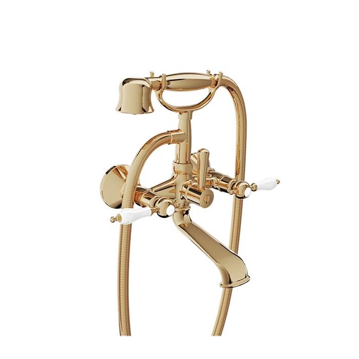 Baril Victoire B74 Wall-Mounted Tub Faucet - Gold / White