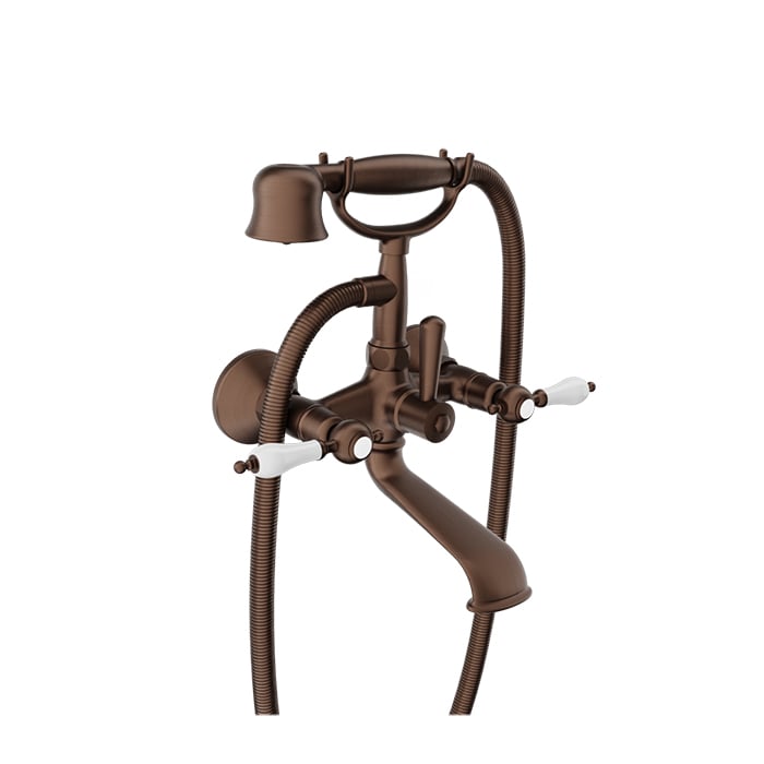 Baril Victoire B74 Wall-Mounted Tub Faucet - Venetian Bronze / White