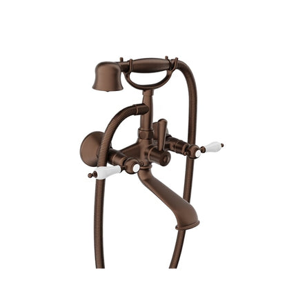 Baril Victoire B74 Wall-Mounted Tub Faucet - Venetian Bronze / White