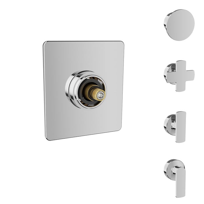 Baril Air B80 T80-9402-00 in Chrome showing optional handle choices; handles and rough-in sold separately