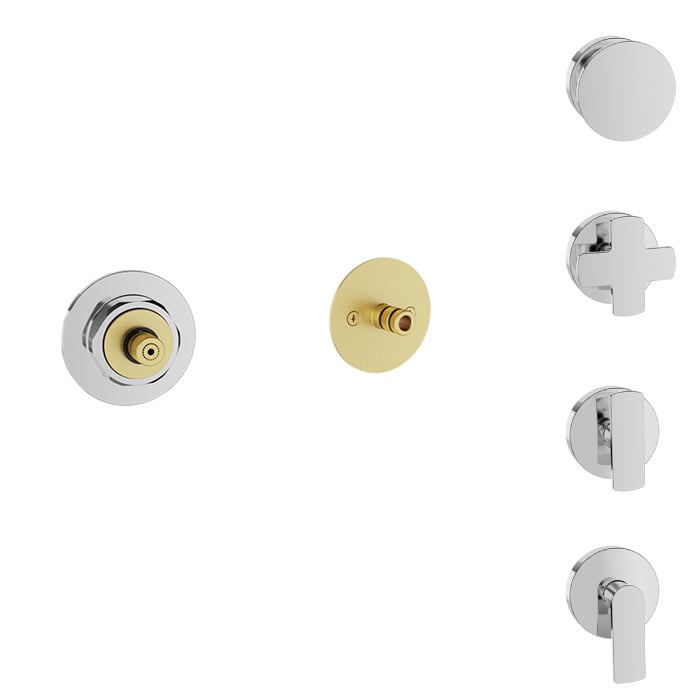 Baril Air B80 T80-9453-00 in Chrome showing optional handle choices; handles and rough-in sold separately