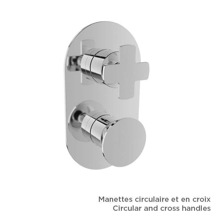 Baril Air B80 T80-9521-01 in Chrome showing optional handle choices; handles and rough-in sold separately