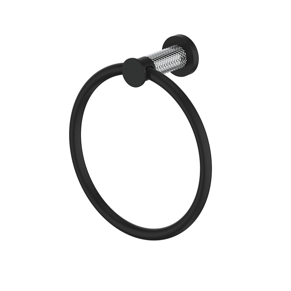 Vogt Drava Towel Ring in Chrome / Matte Black - BA.0108.CB