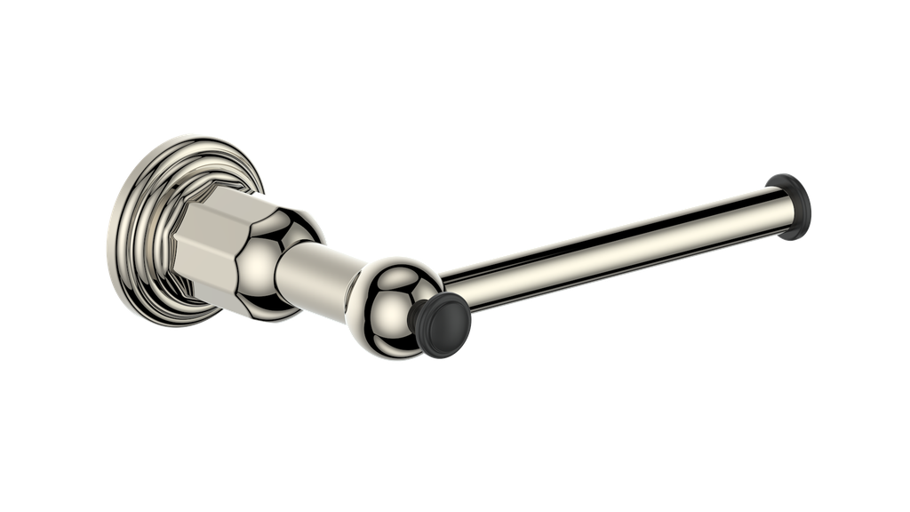 Vogt Carinthia Toilet Paper Holder in Polished Nickel & Matte Black – BA.0210.PB