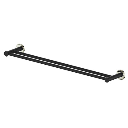 Vogt Zehn 24" Double Towel Bar - Polished Nickel / Matte Black (BA.0509.PB)