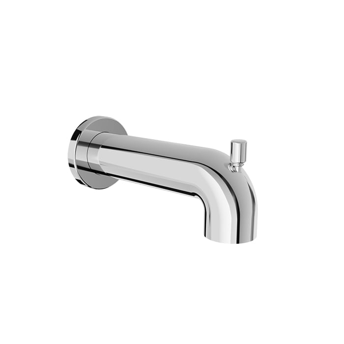 Baril 7" Round Tub Spout With Diverter - Polished Chrome