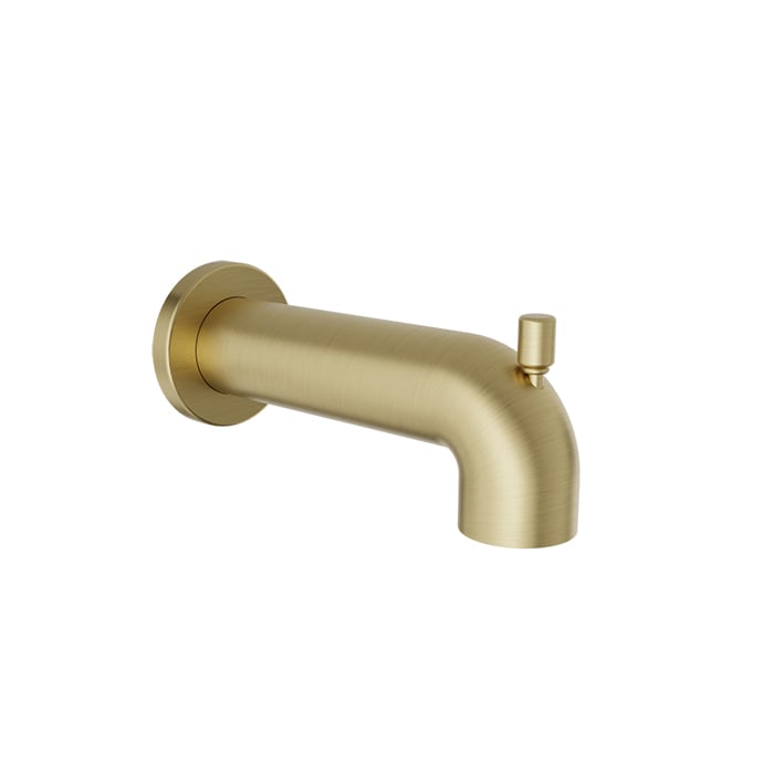 Baril 7" Round Tub Spout With Diverter - Satin Brass