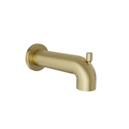 Baril 7" Round Tub Spout With Diverter - Satin Brass