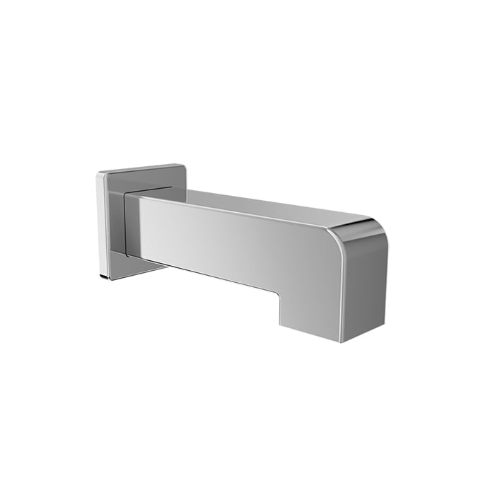 Baril 7" Square Tub Spout Without Diverter - Polished Chrome