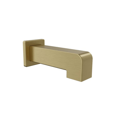 Baril 7" Square Tub Spout Without Diverter - Satin Brass