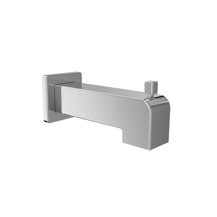 Baril 7" Square Tub Spout With Diverter - Polished Chrome