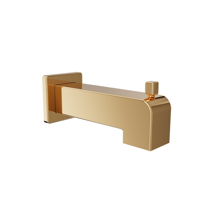 Baril 7" Square Tub Spout With Diverter - Gold