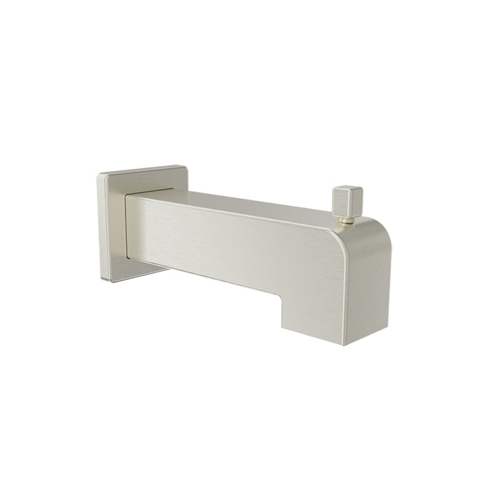 Baril 7" Square Tub Spout With Diverter - Brushed Nickel