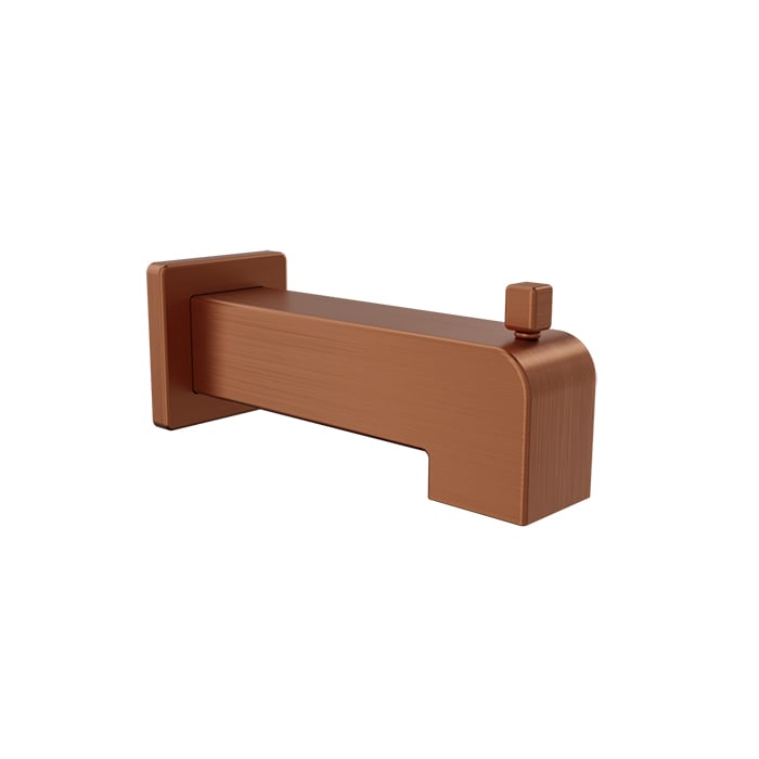 Baril 7" Square Tub Spout With Diverter - Satin Copper