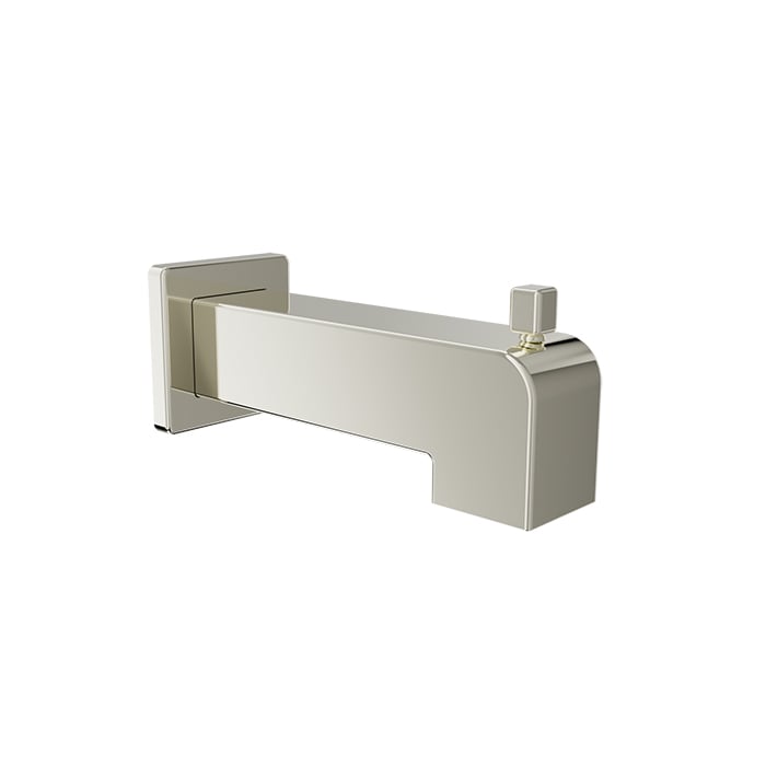 Baril 7" Square Tub Spout With Diverter - Polished Nickel