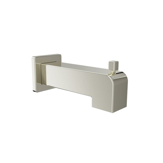Baril 7" Square Tub Spout With Diverter - Polished Nickel