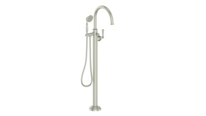 Vogt Carinthia Floor-Mount Tub Filler in Brushed Nickel with Round Handle – BF.C1.2100.BN