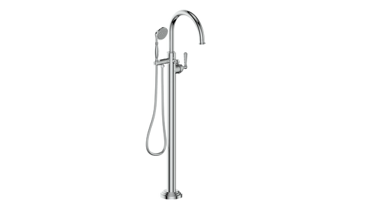 Vogt Carinthia Floor-Mount Tub Filler in Polished Chrome with Round Handle – BF.C1.2100.CC