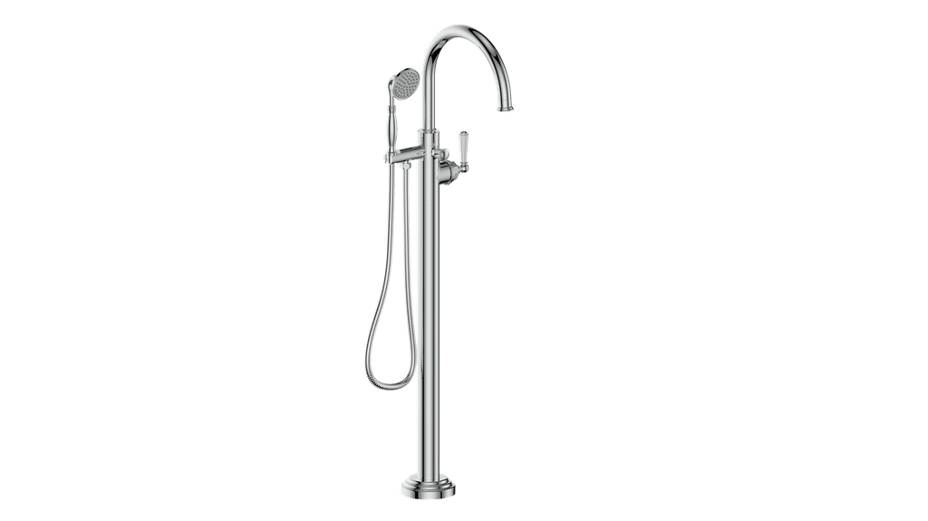 Vogt Carinthia Floor-Mount Tub Filler in Polished Chrome with Octagonal Handle – BF.C2.2100.CC