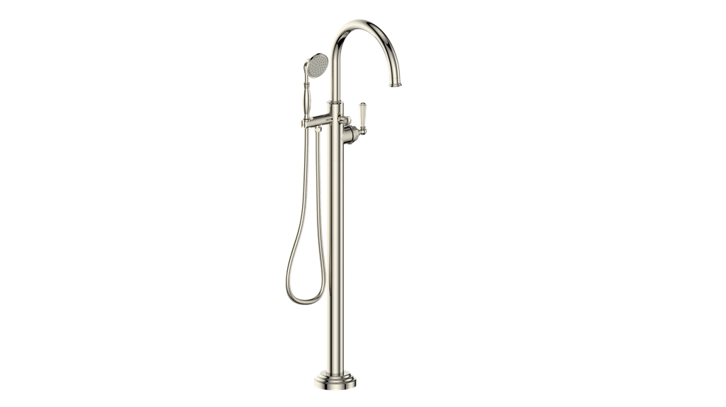 Vogt Carinthia Floor-Mount Tub Filler in Polished Nickel with Octagonal Handle – BF.C2.2100.PN