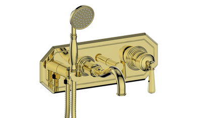Vogt Carinthia Wall-Mount Tub Filler in Brushed Gold with Octagonal Handle – BF.C2.2220.BG