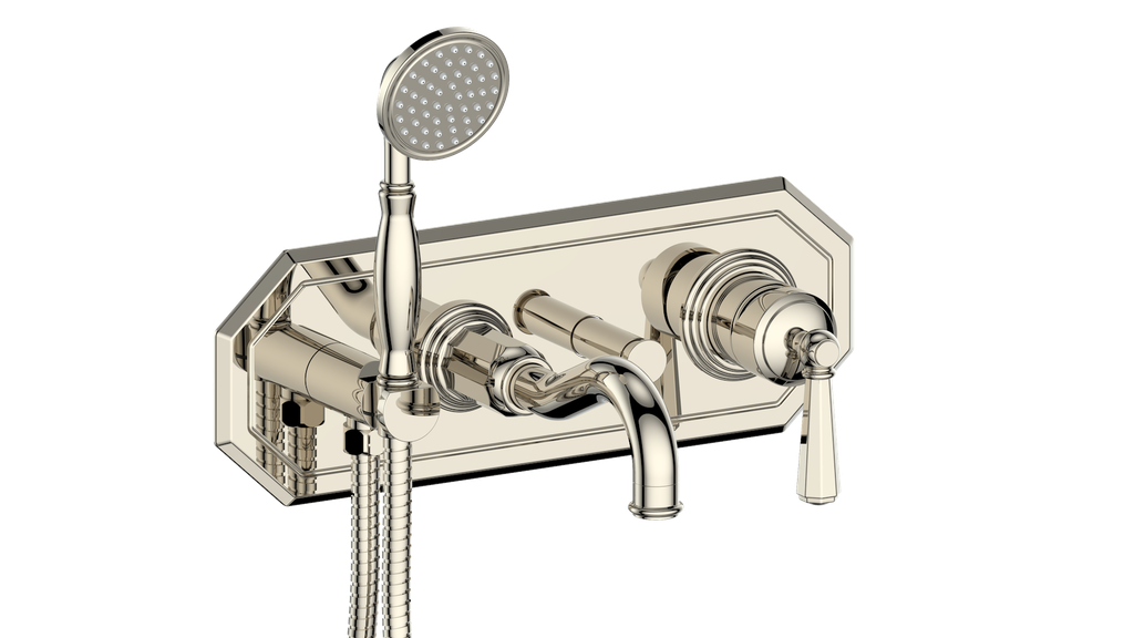 Vogt Carinthia Wall-Mount Tub Filler in Polished Nickel with Octagonal Handle – BF.C2.2220.PN