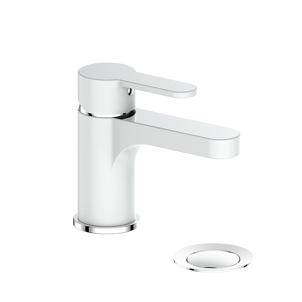 Vogt Lusten Single Hole Lavatory Faucet with Pop-Up Drain in Chrome/Glossy White - BF.LN.1001