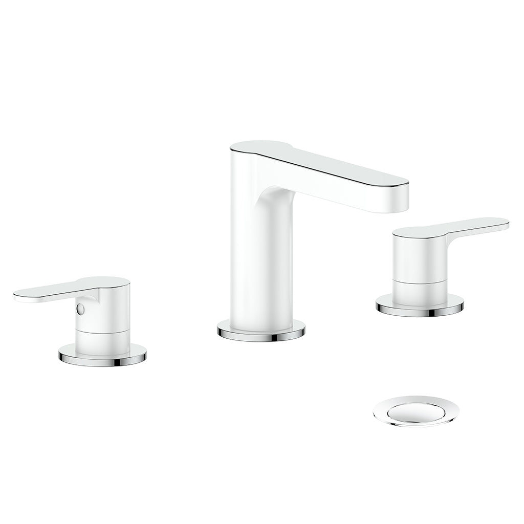 Vogt Lusten 8" Widespread Lavatory Faucet with Pop-Up Drain in Chrome/Glossy White - BF.LN.1301
