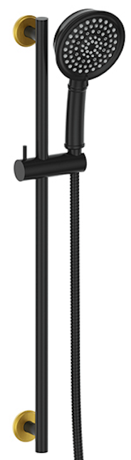 Vogt Zehn Sliding Shower Bar with Hand Shower - Brushed Gold / Matte Black (BH.09.05.BGB)