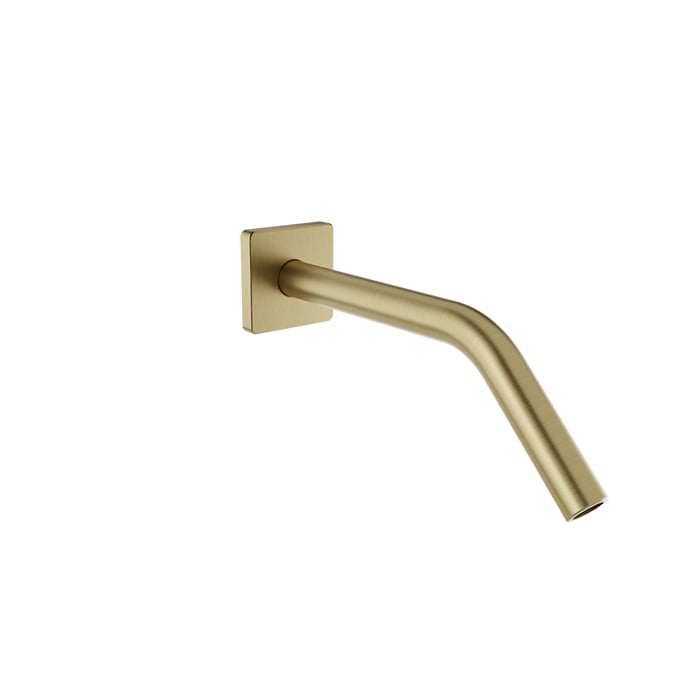 Baril 10" Wall-Mounted Shower Arm, Square Flange - Satin Brass