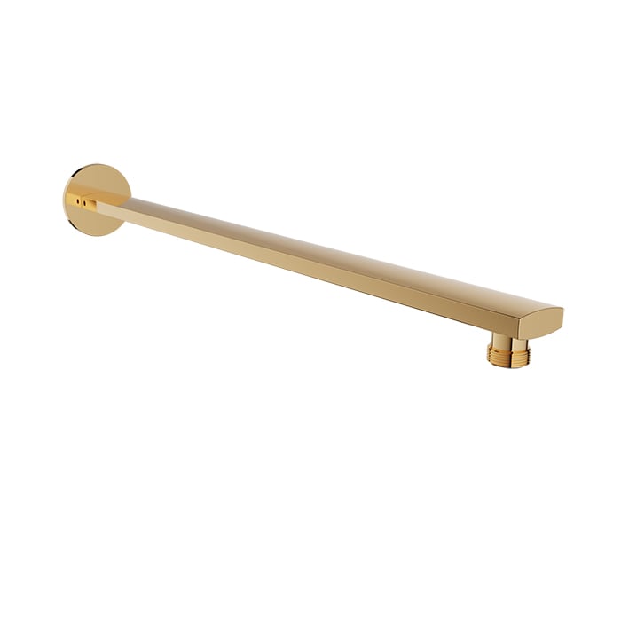 Baril 18" Wall-Mounted Shower Arm, Square Profile - Gold
