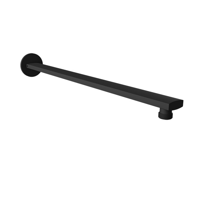 Baril 18" Wall-Mounted Shower Arm, Square Profile - Matte Black
