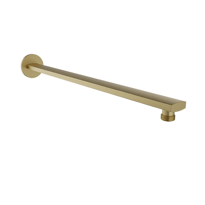 Baril 18" Wall-Mounted Shower Arm, Square Profile - Satin Brass
