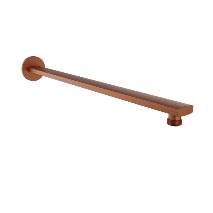Baril 18" Wall-Mounted Shower Arm, Square Profile - Satin Copper