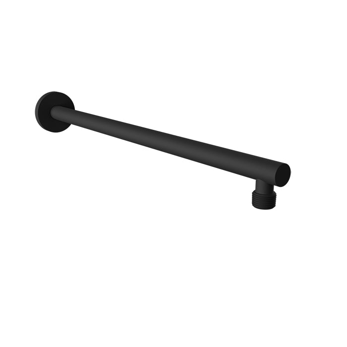 Baril 18" Wall-Mounted Shower Arm, Round Profile - Matte Black
