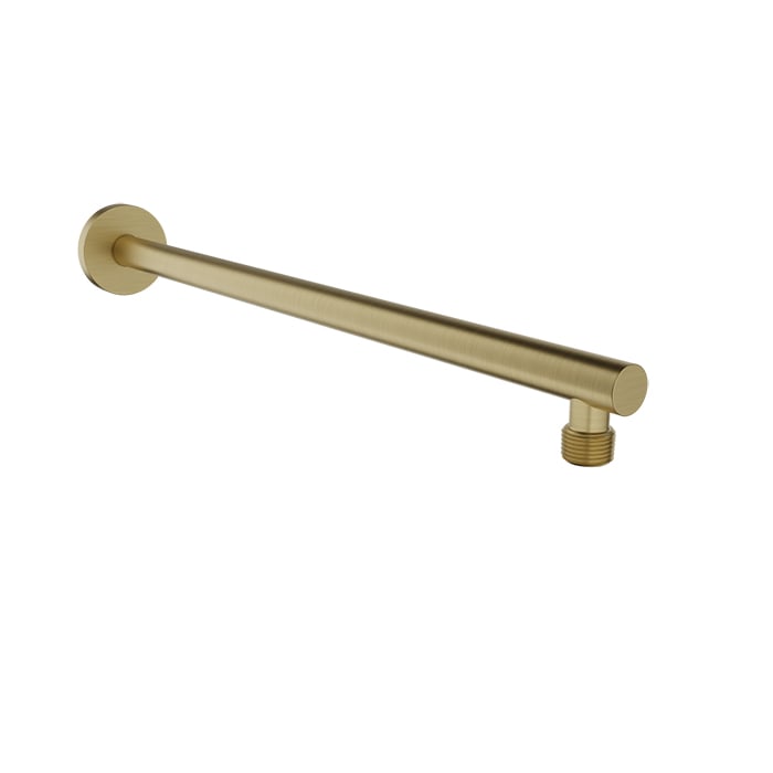 Baril 18" Wall-Mounted Shower Arm, Round Profile - Satin Brass