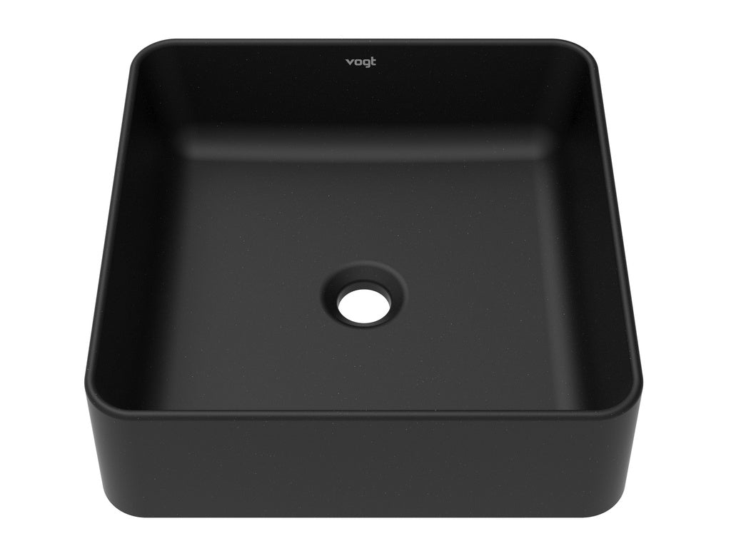 Vogt Quadrat Vogranite Square Vessel Sink in Onyx Black - BS.1616.Q01G-60