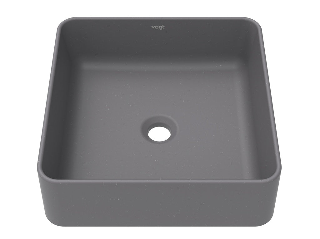 Vogt Quadrat Vogranite Square Vessel Sink in Metropolitan Grey - BS.1616.Q02G-60