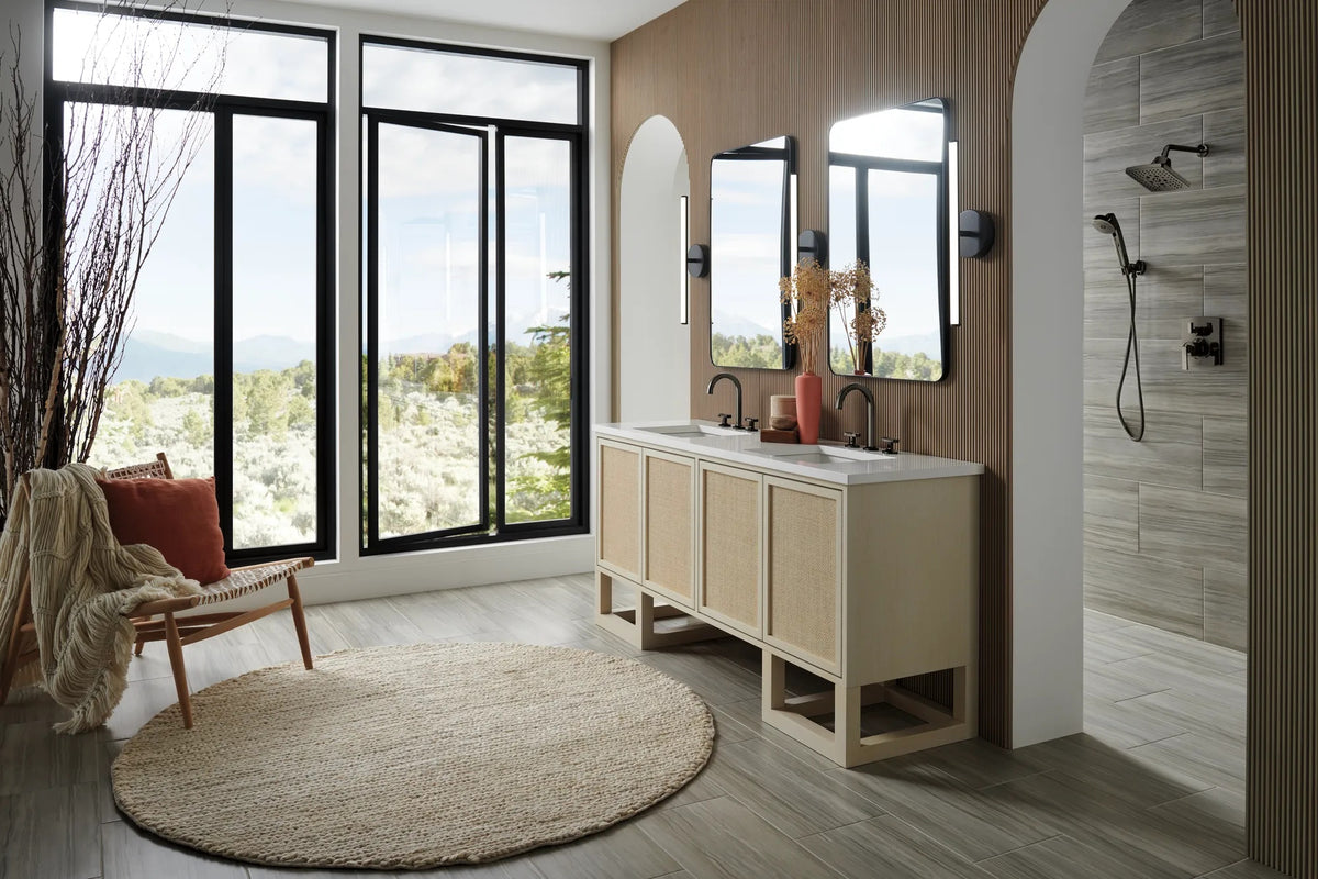 Brizo Kintsu T75P506-BNXLHP in Black Onyx with separately sold handles and shower fixtures, installed view 3